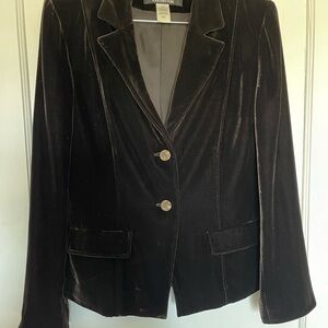 Jones New York Brown Velvet Blazer Classic Tailored Style